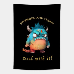 Dragon Stubborn Deal With It Cute Adorable Funny Quote Tapestry