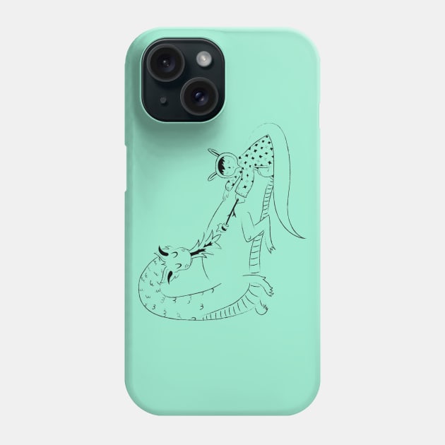 A Girl and Her Dragon - Cute Illustration Phone Case by sadsquatch