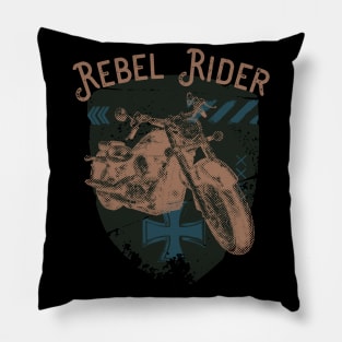 Rebel Rider Motorcycle Vintage Biker Pillow