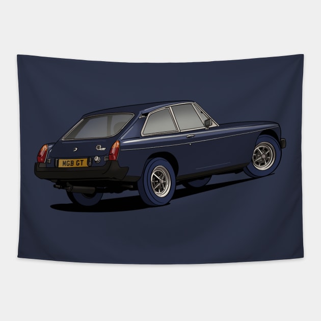 MG MGB GT Coupe Classic Car in blue Tapestry by Webazoot