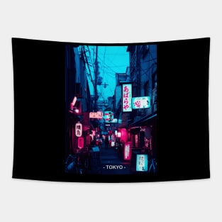 Tokyo Street Neon Synthwave Tapestry