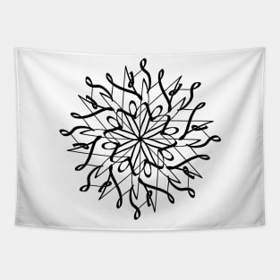 Black Snowflake Mandala Winter art Tapestry