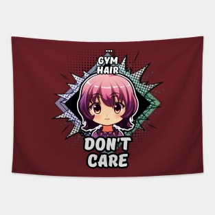 Kawaii Gym Hair Don't Care Anime Tapestry