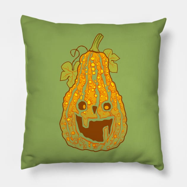 Halloween Pumpkin with Warts. Humor illustration Pillow by lents