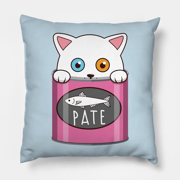 Cute Cat Pate Pillow by Luna Illustration