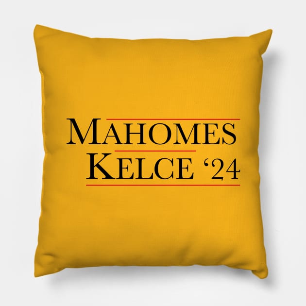 Mahomes Kelce 2024 Pillow by fineaswine