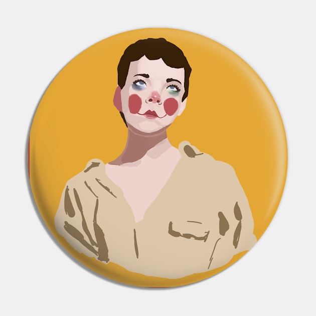 Girl Clown square Pin by Grisha Ash