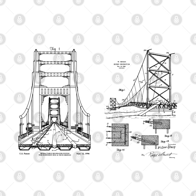 Bridge Engineer Gift Two Bridges Patent Blueprints by MadebyDesign