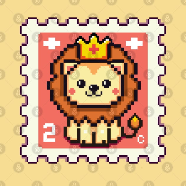 Lion postage stamp | Pixel Art | by LettyDreams