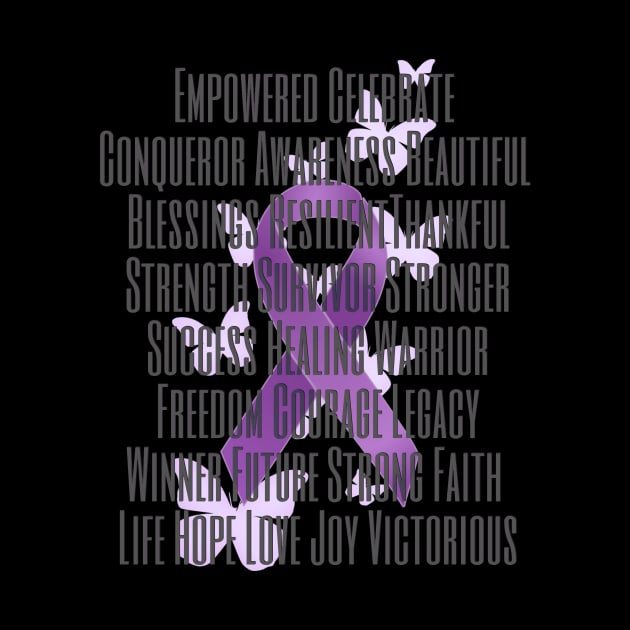 Purple Awareness Ribbon with Encouraging Words by AlondraHanley