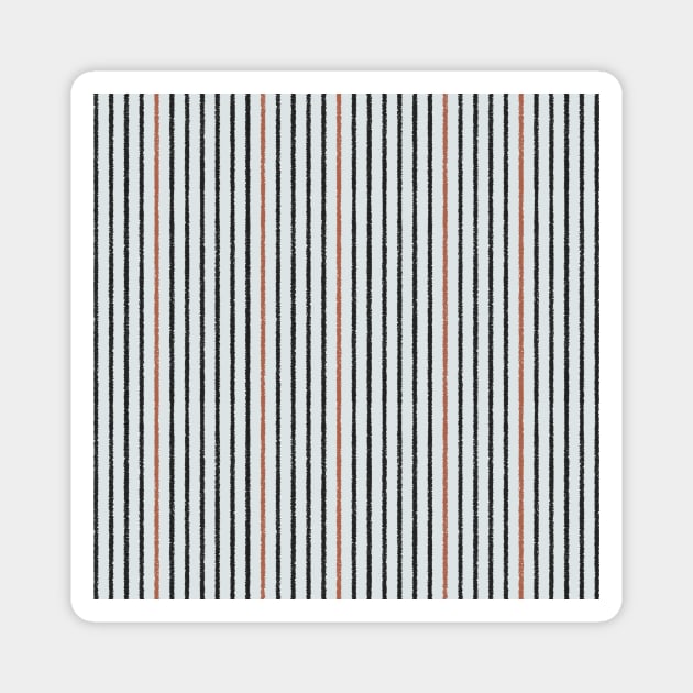 Speckled Stripes - Vertical - Light Blue, Black, Auburn Magnet by GenAumonier