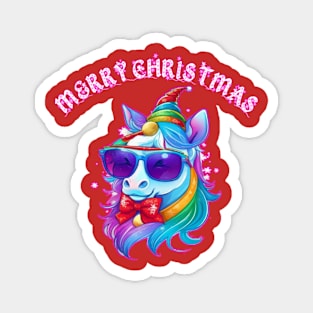 cute Christmas unicorn with Christmas hat Magnet