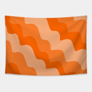 Orange wavy ocean waves gradient Tapestry