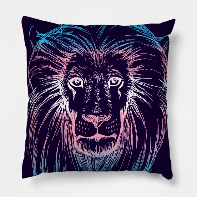 Lion Art (trans flag) Pillow by Bardic Cat