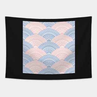 Pink and Blue Fan Greek patterns, Meander Tapestry