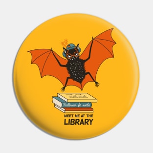 Funny librarian bat book lover Pin