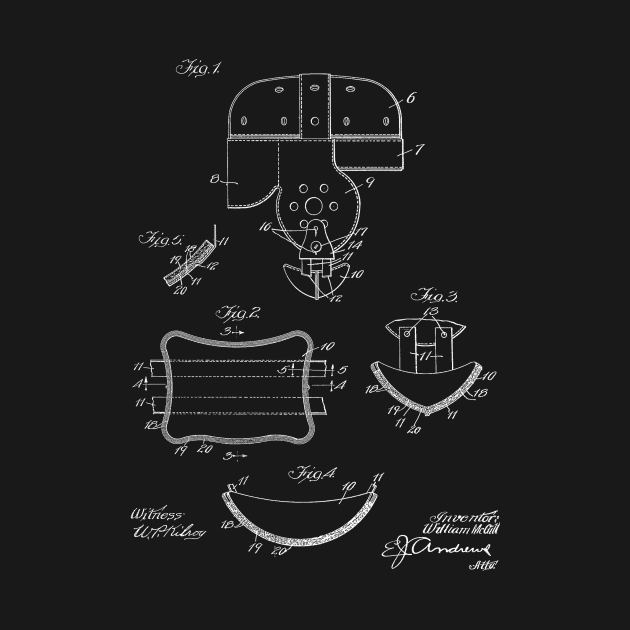 foot ball head gear Vintage Patent Hand Drawing by TheYoungDesigns