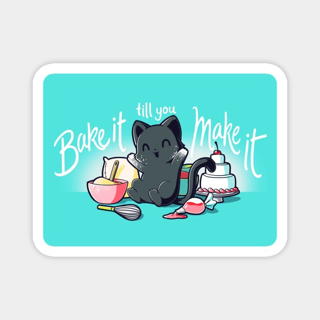 Cute Funny Cat Kitten Baking Foodie Lover Animal Lover Artwork Magnet by LazyMice