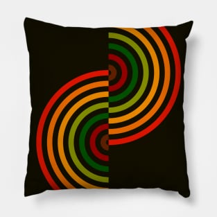 Groovy Waves - Red Green Color Scheme Pillow