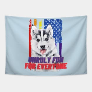 Unruly FUN for everyone (Husky puppy) Tapestry