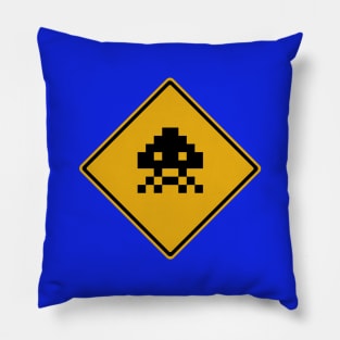 Invader 03 Silhouette Road Sign Pillow