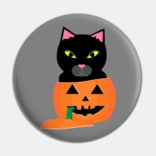 Black cat in jack-o'-lantern Pin