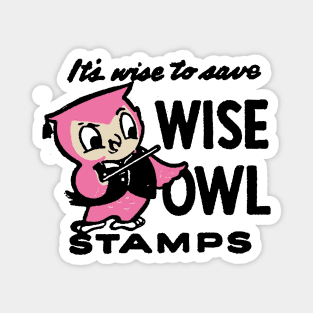 Vintage Wise Owl Retro Stamp Magnet