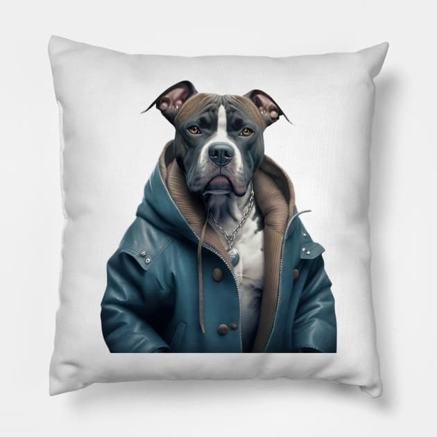 American Staffordshire Terrier Harlem style Pillow by Unboxed Mind of J.A.Y LLC 