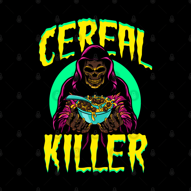 Cereal Killer Creepy Death Skeleton Character with cereal bowl Halloween by creative