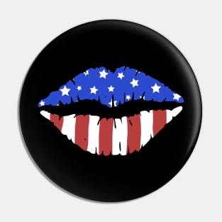 American Flag Lips  4th Of July Gift Pin