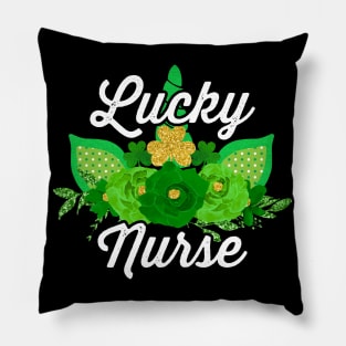 Lucky Nurse Unicorn Shamrock St Paddy Saint Patrick Day Pillow