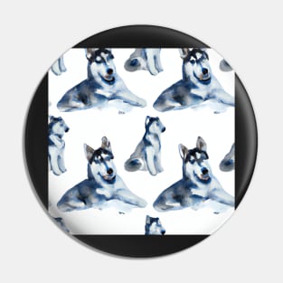 Siberian Husky Pattern Watercolor Pin