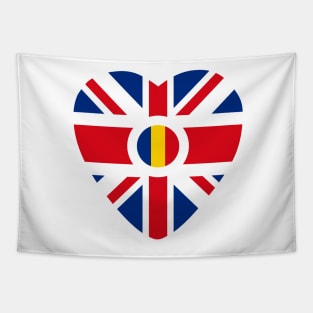 British Romanian Multinational Patriot Flag (Heart) Tapestry