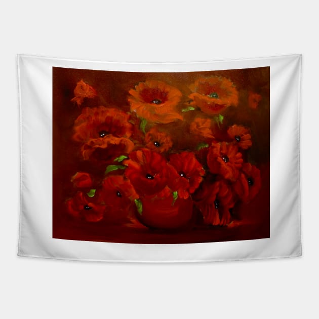 Red Poppies Tapestry by jennyleeandjim