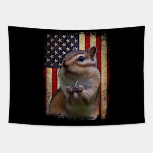 American Flag Chipmunk Whispers, Stylish Tee for Nature Lovers Tapestry
