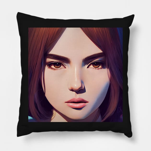 A Girl With A Frown Pillow by Artieries1