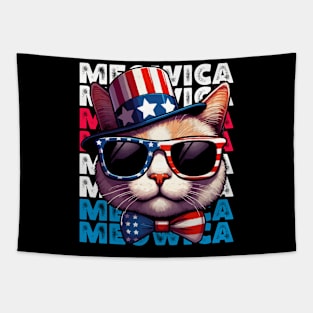 Funny Meowica 4Th Of July Kitty Kitten Cat Lover Tapestry