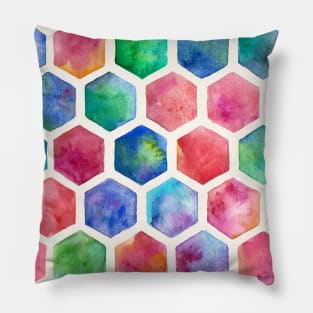 Hand Painted Watercolor Honeycomb Pattern Pillow