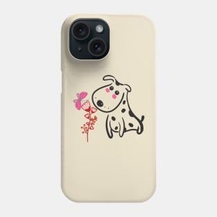 Cute dog playing with a butterfly Phone Case
