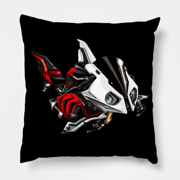 BMW S1000RR Shark White Black & Red Pillow by MOTORIND