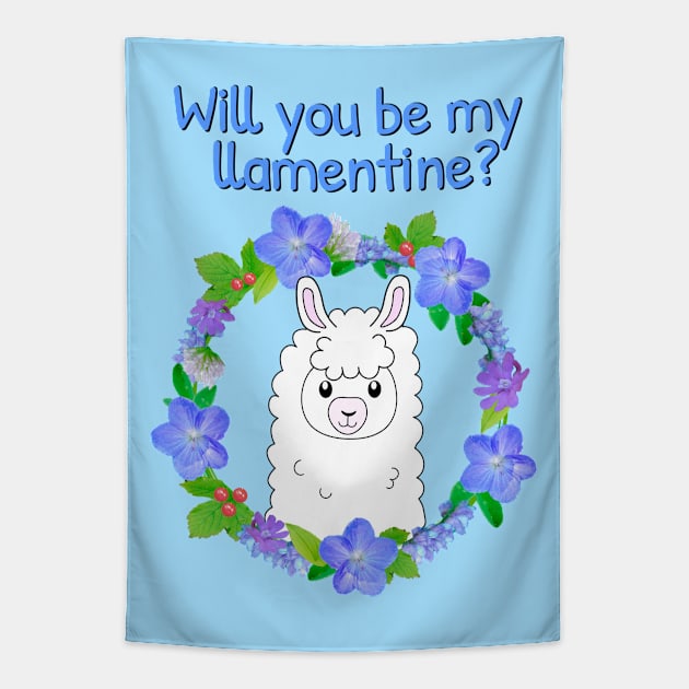 Will you be my llamentine 2022? Tapestry by Purrfect