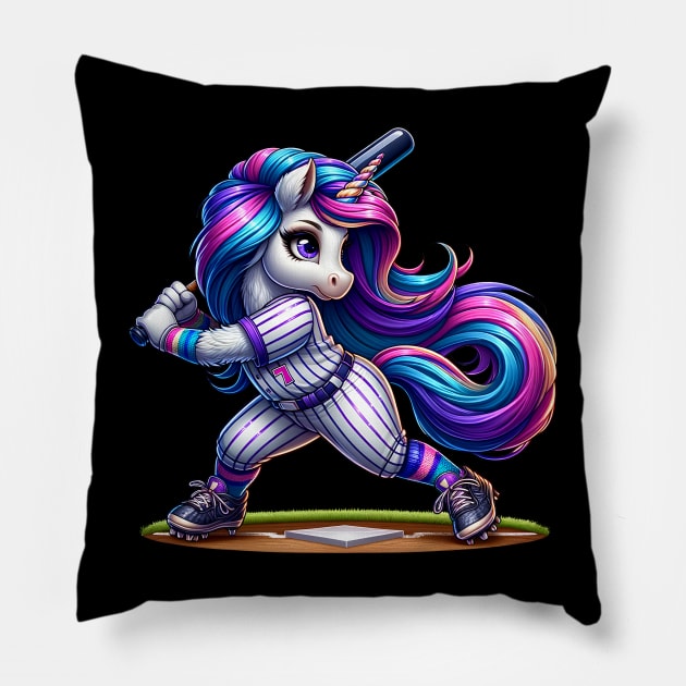 Unicorn Softball Team Player Coach Pillow by E