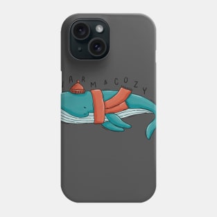 Warm & Cozy. Winter blue whale Phone Case