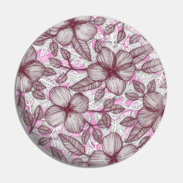 Spring Blossom in Marsala, Pink & Plum Pin by micklyn