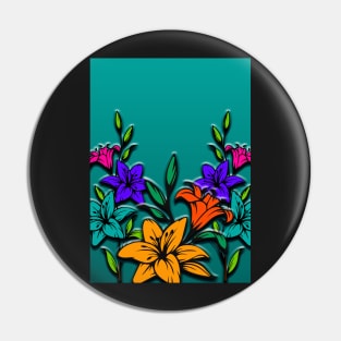 3D Floral Flowers Vivid Colors Art Design Pin