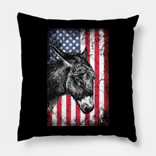 Patriotic Donkey American Flag Pillow