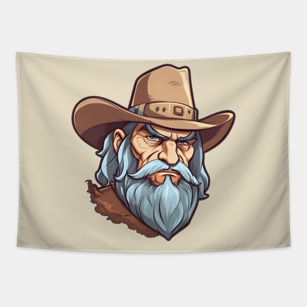 Old American trapper, wild west Tapestry by Clearmind Arts