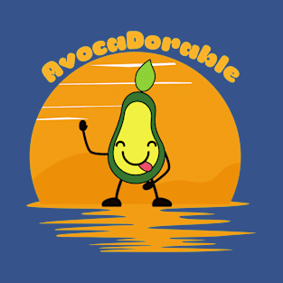 Cute Kawaii Avocado Pun, Vintage Sunset T-Shirt