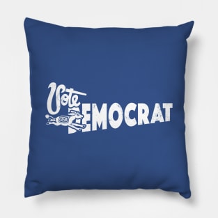 Vintage 1960's Vote Democrat Donkey Wordmark (White) Pillow