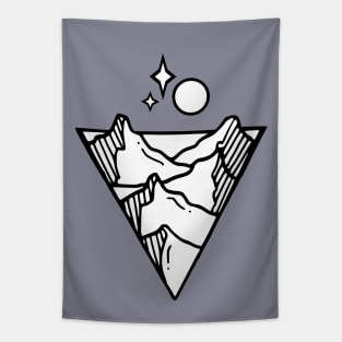 Hand Drawn Mountains & Stars Logo Tapestry